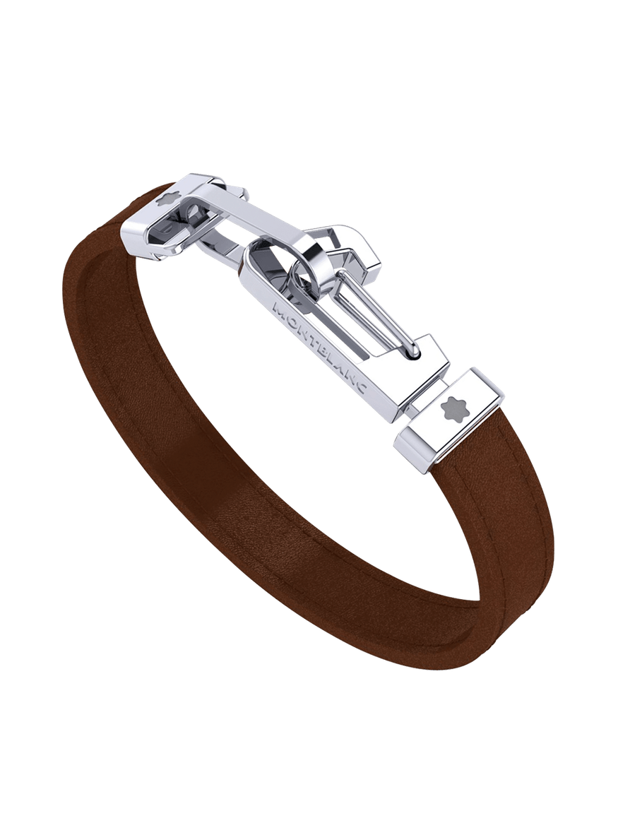 Brazalete Wrap Me de piel marrón, de acero Talla M