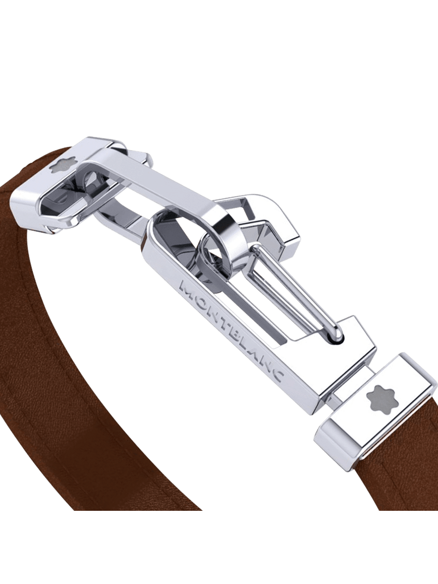 Brazalete Wrap Me de piel marrón, de acero Talla M
