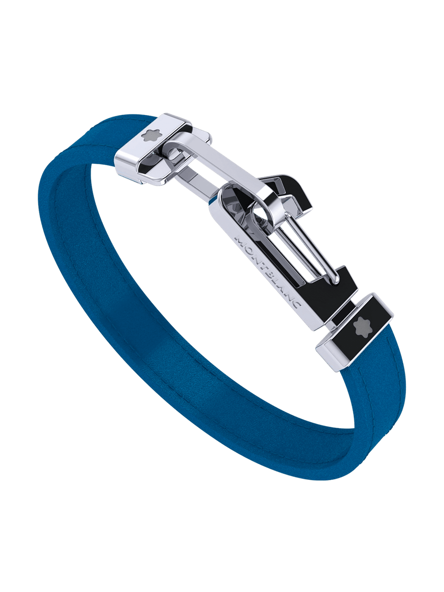 Brazalete Wrap Me Piel y Acero Azul Talla M
