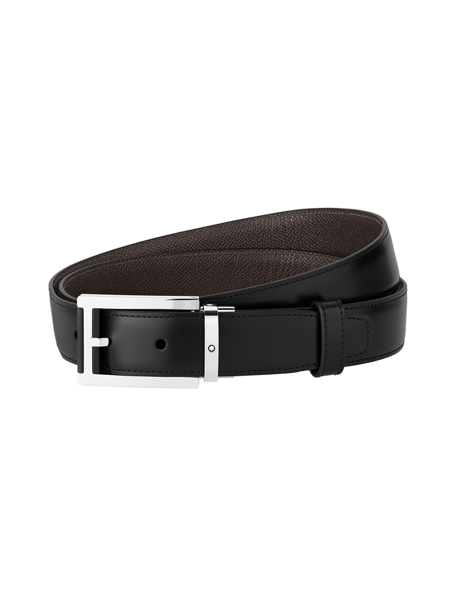 Cinturón de piel reversible negro y marrón para cortar a medida