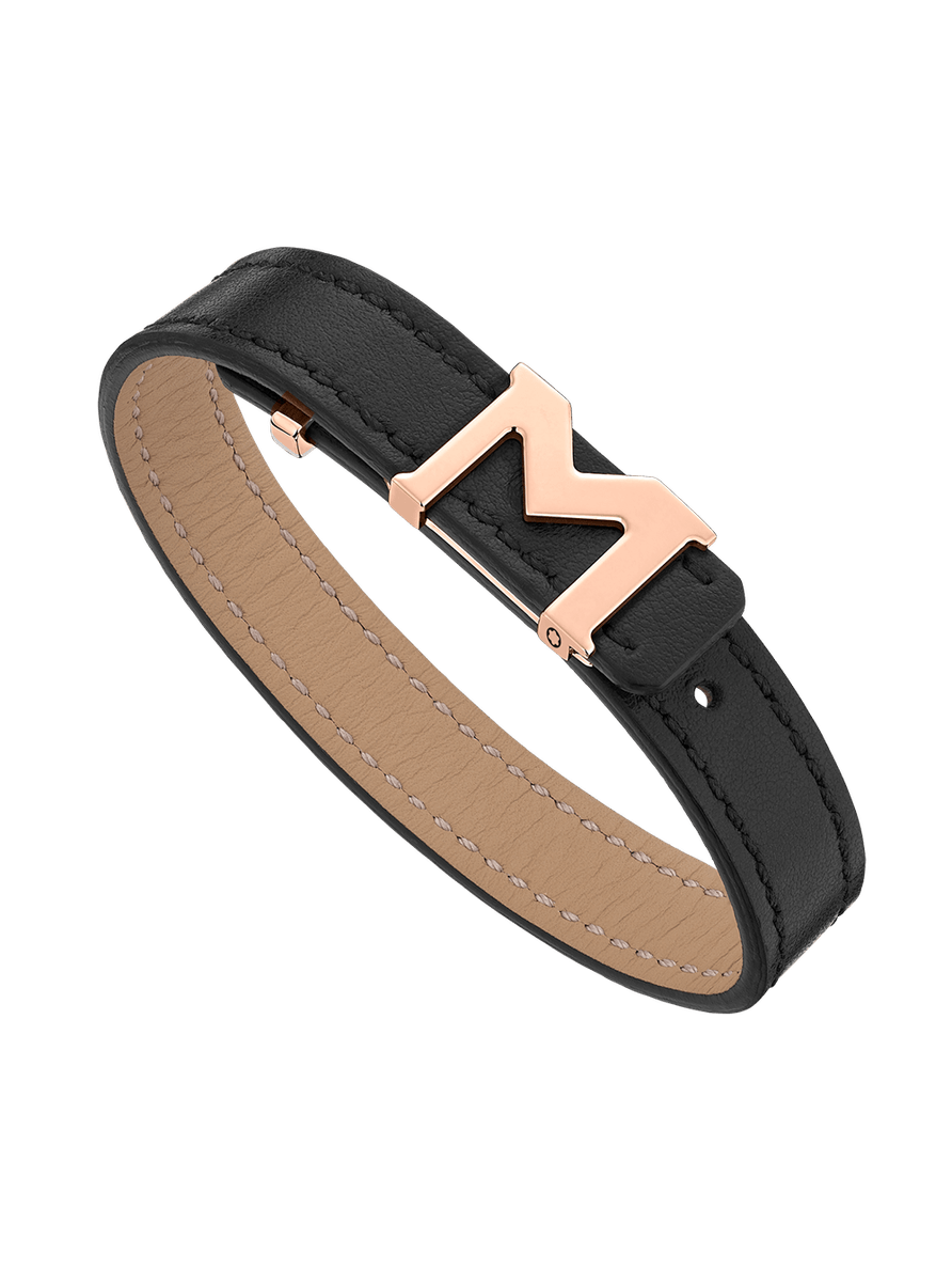 Brazalete Montblanc M negra con cierre chapado en oro rosa