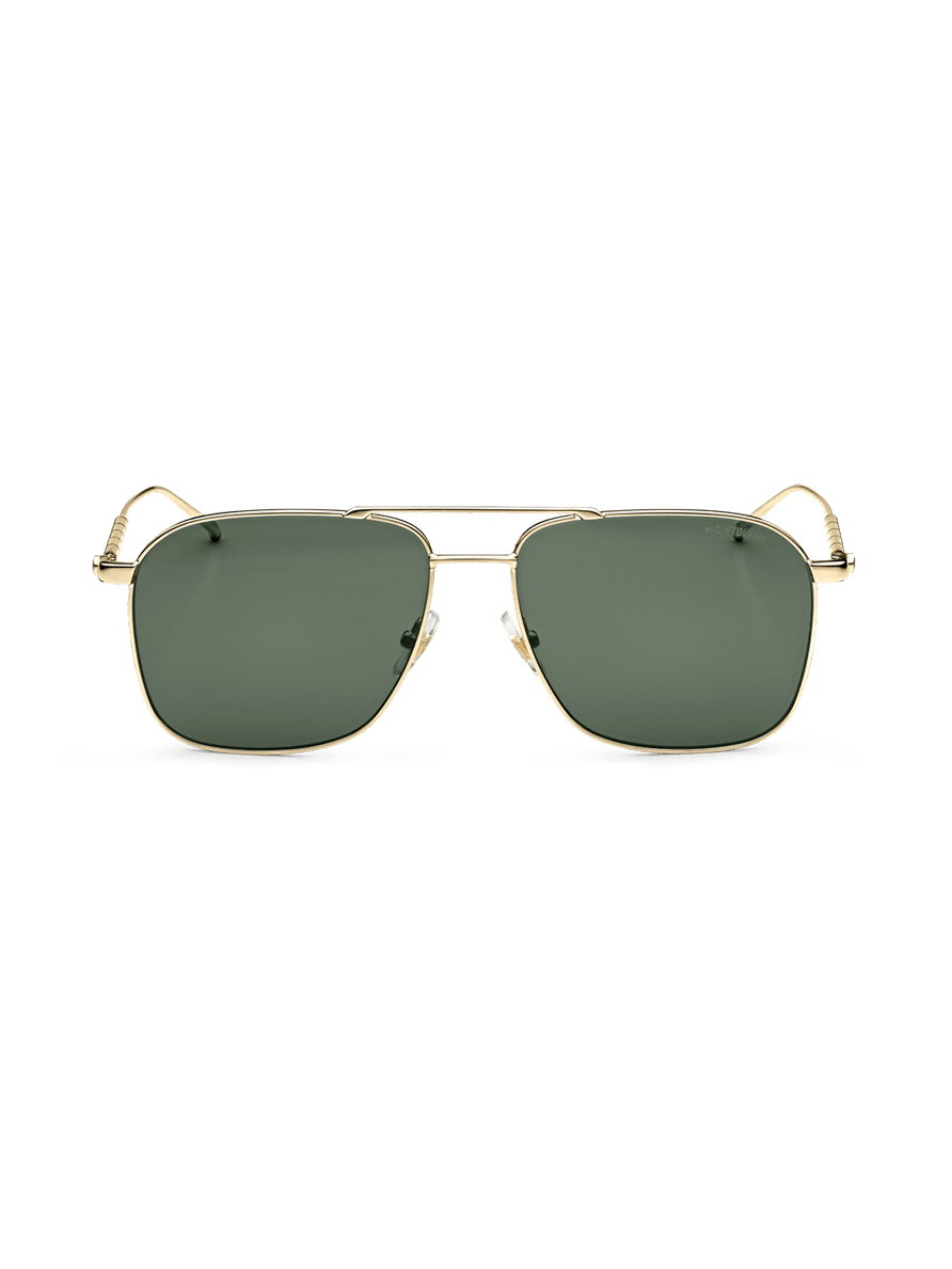 Lentes de sol rectangulares con montura metálica dorada