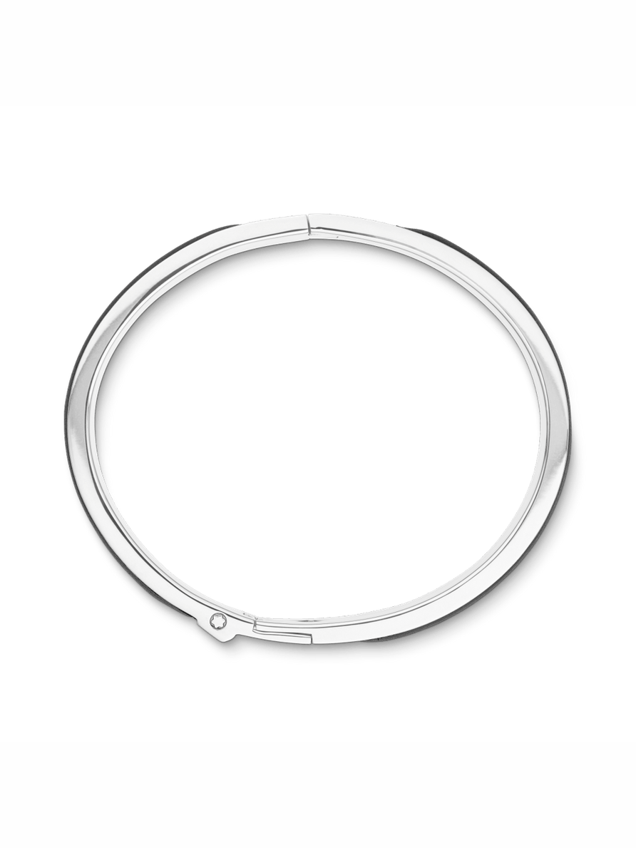 Brazalete rígido de acero con piel negra Talla G