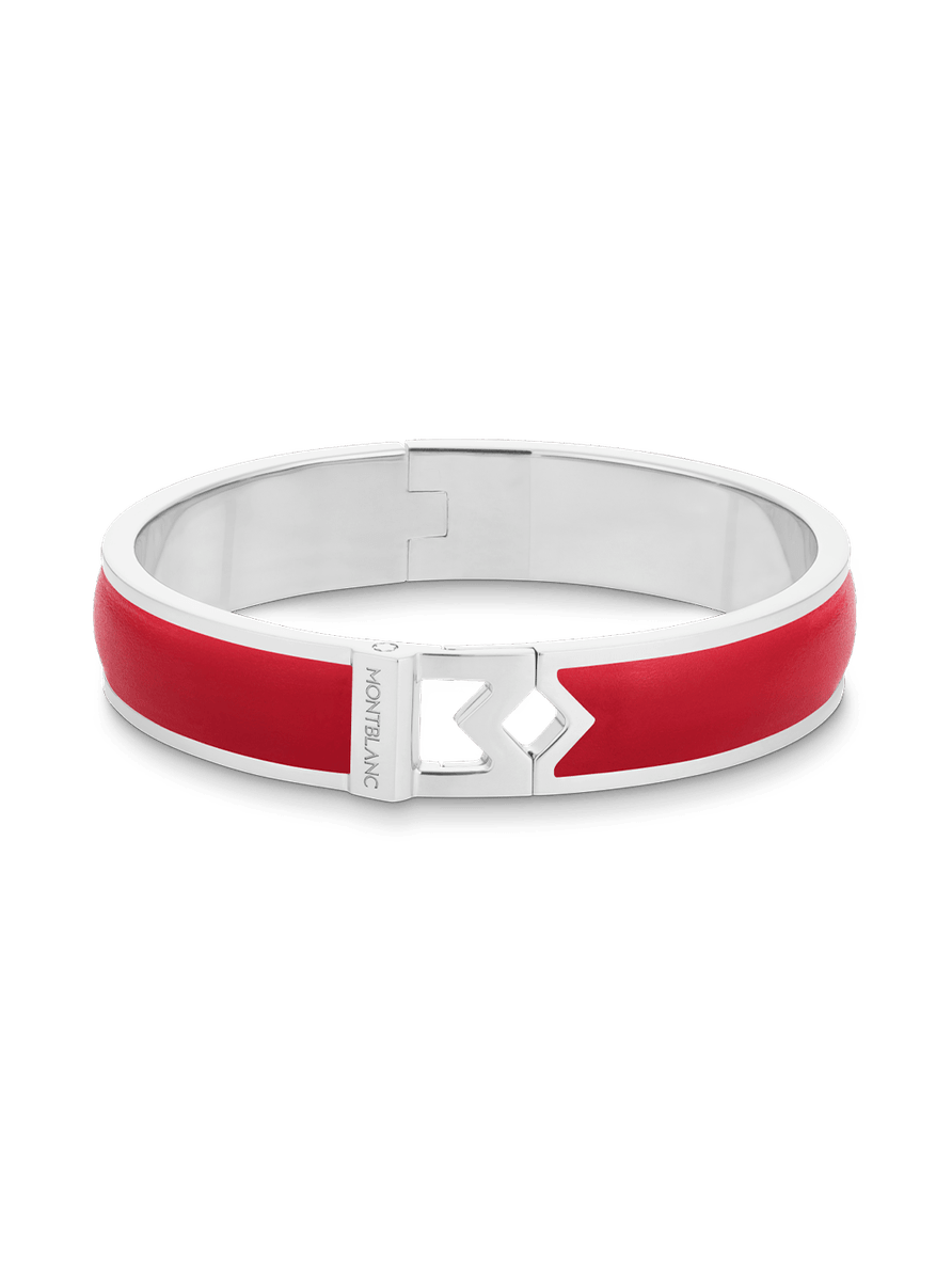 Brazalete rígido de acero con piel roja Talla CH