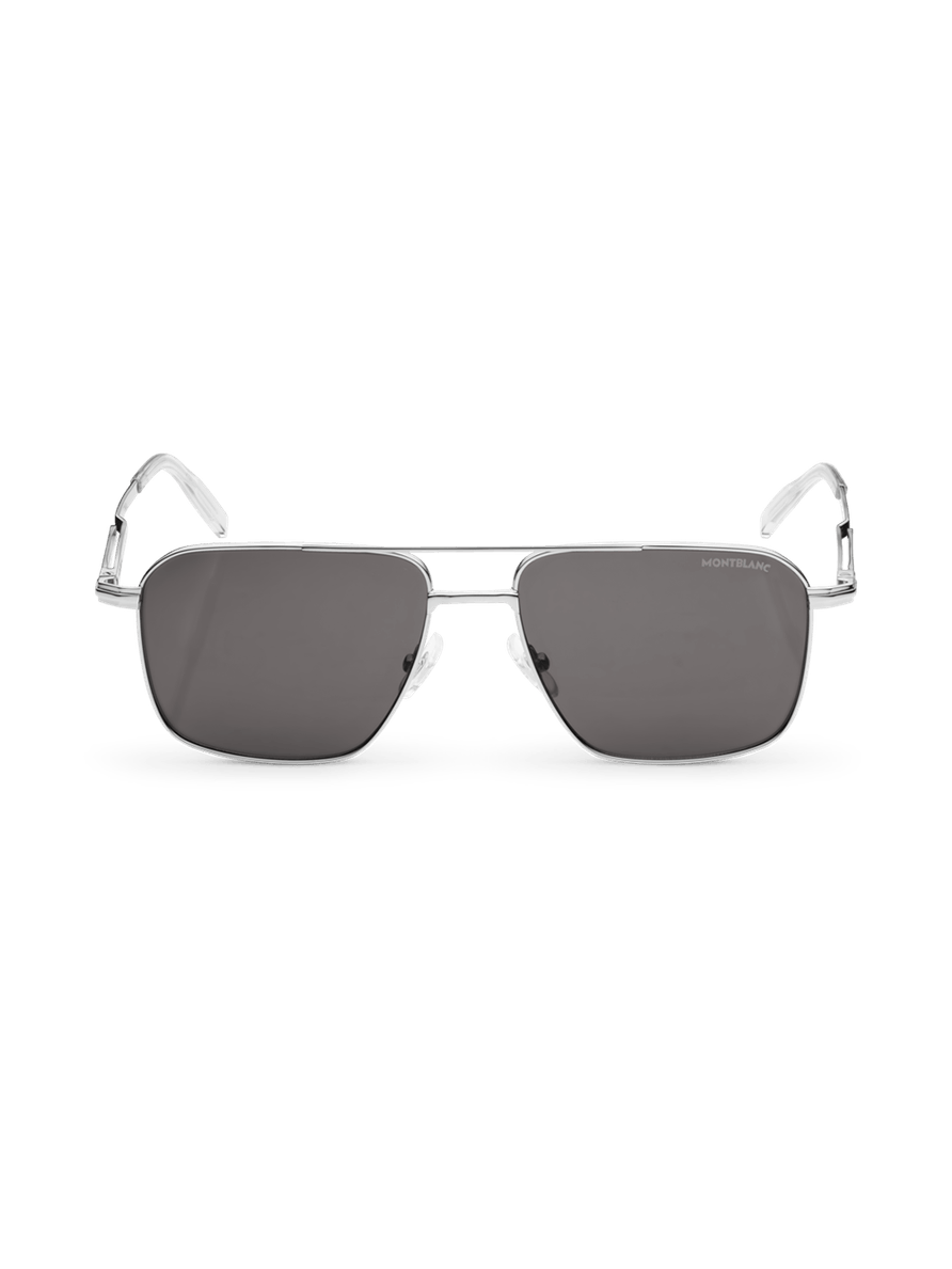 Lentes de sol rectangulares con montura metálica plateada