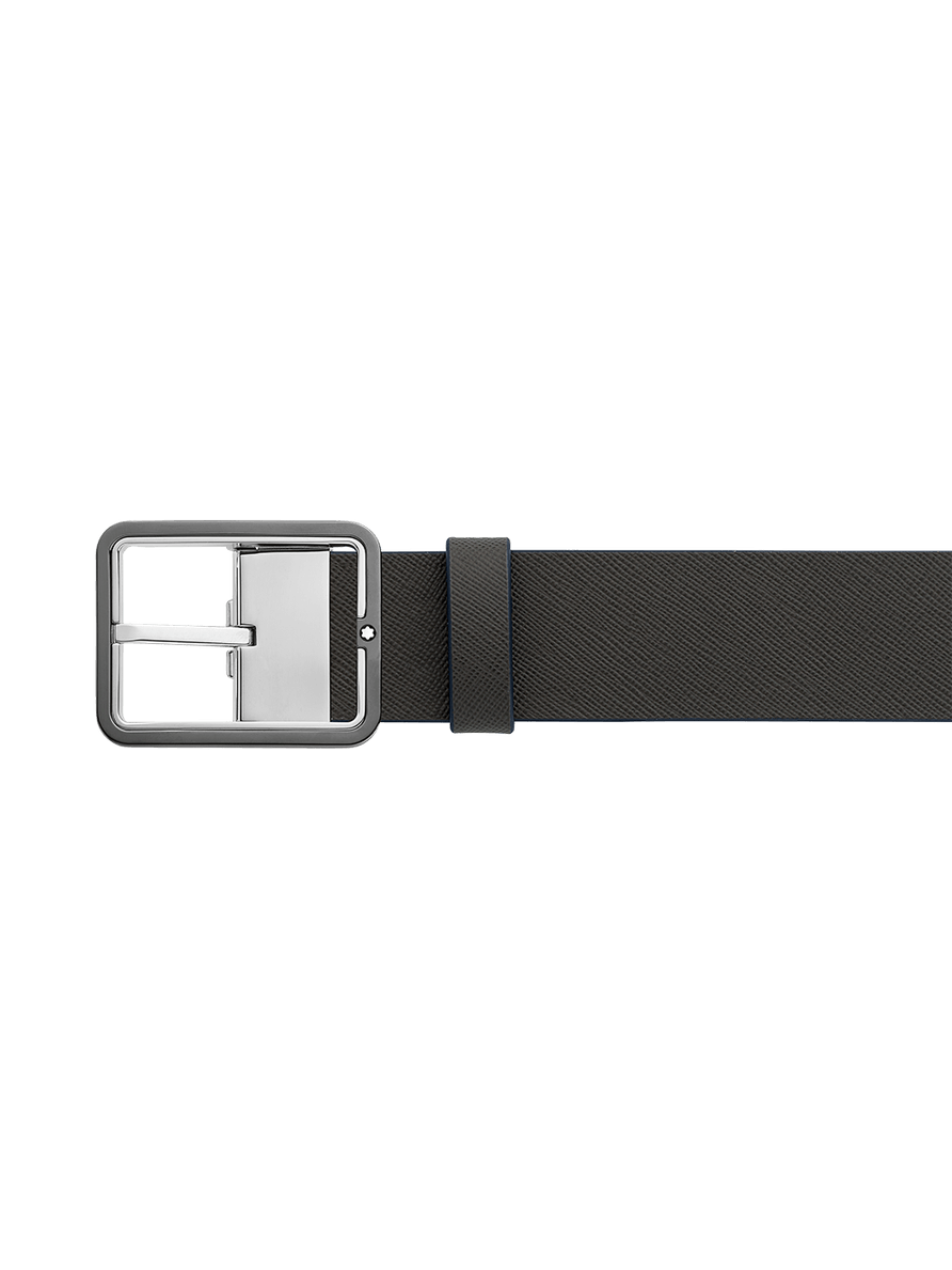 Cinturón reversible de piel azul y gris para cortar a medida