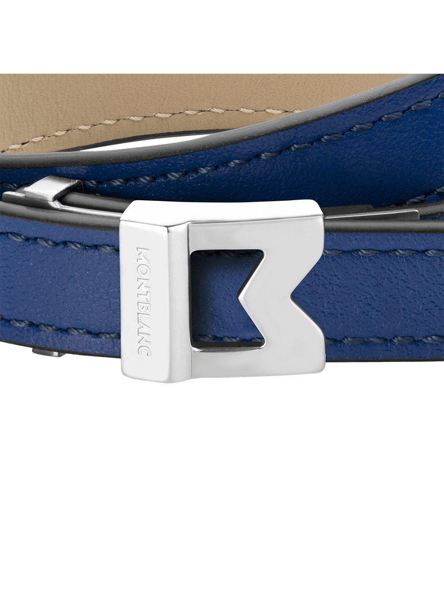 Brazalete de piel color azul con logotipo, tamaño ajustable, Montblanc M