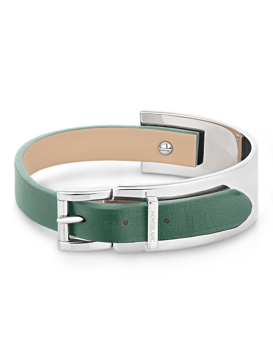 Wrap Me Brazalete de piel color peltre y acero. Tamaño ajustable