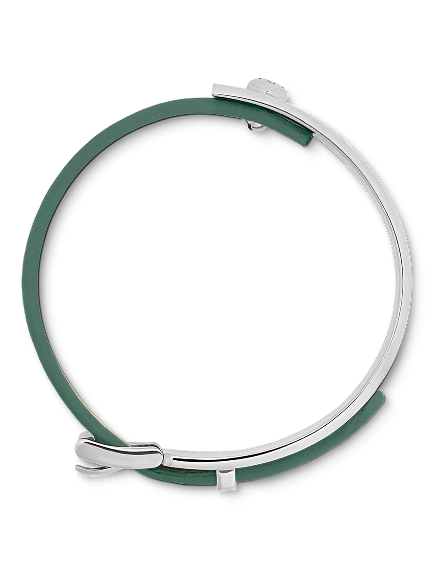 Wrap Me Brazalete de piel color peltre y acero. Tamaño ajustable