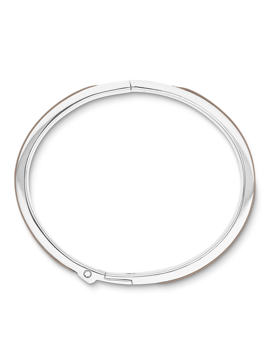 Brazalete rígido de acero con piel color mástique talla CH