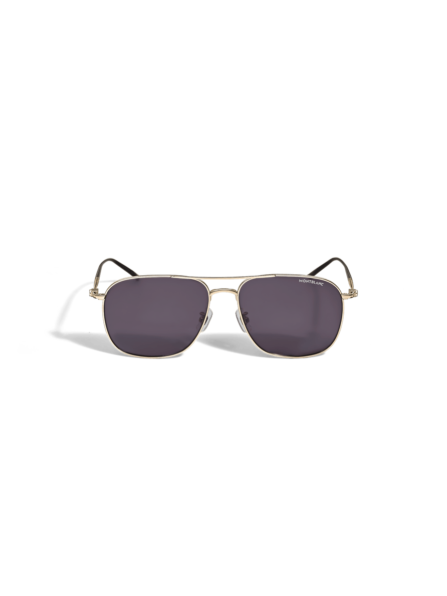 Lentes de sol cuadrados con montura de titanio dorado