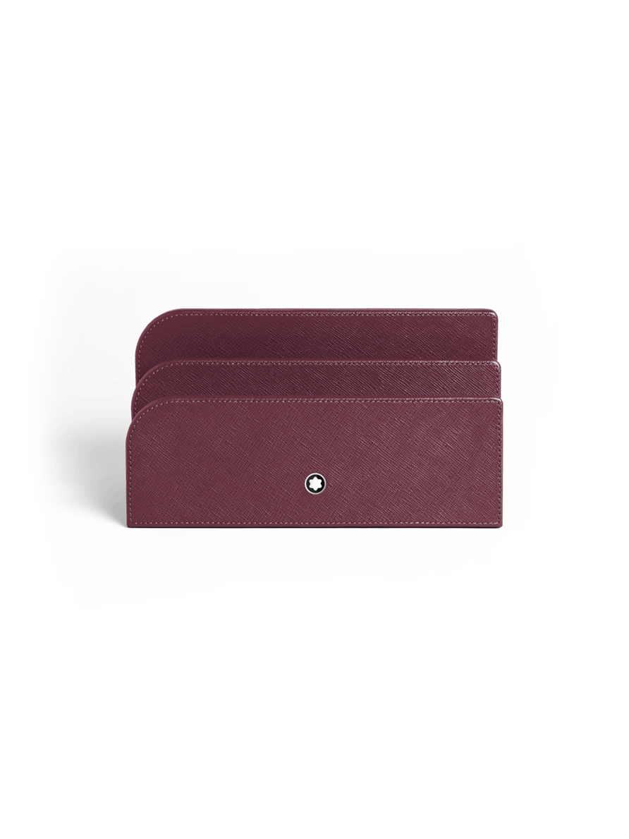 Soporte para cartas de piel color cassis