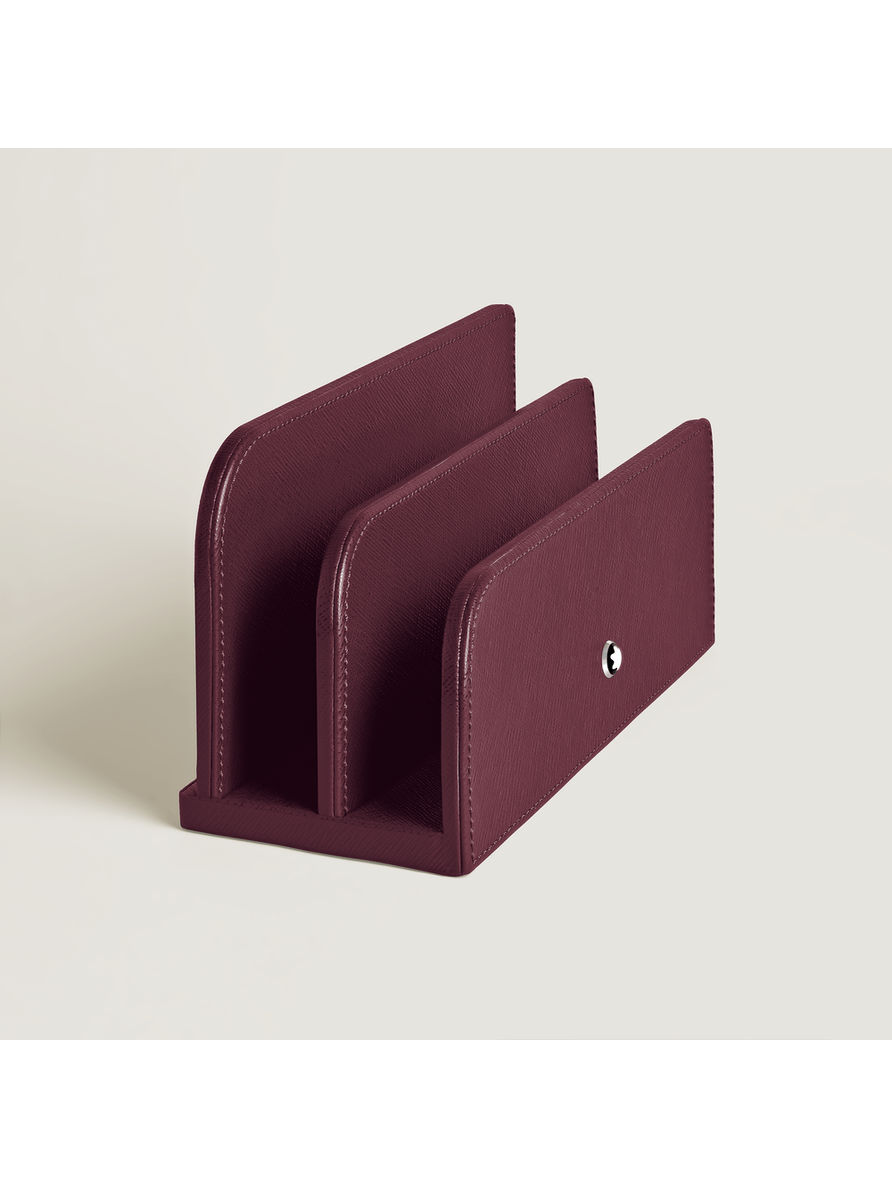 Soporte para cartas de piel color cassis