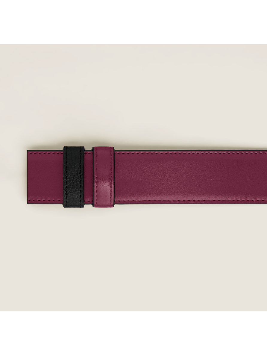 Cinturón reversible de piel negra y color cassis