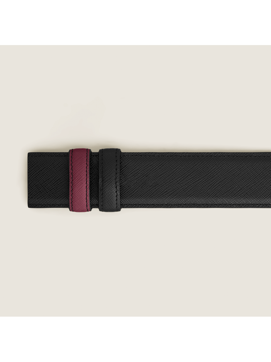 Cinturón reversible de piel negra y color cassis