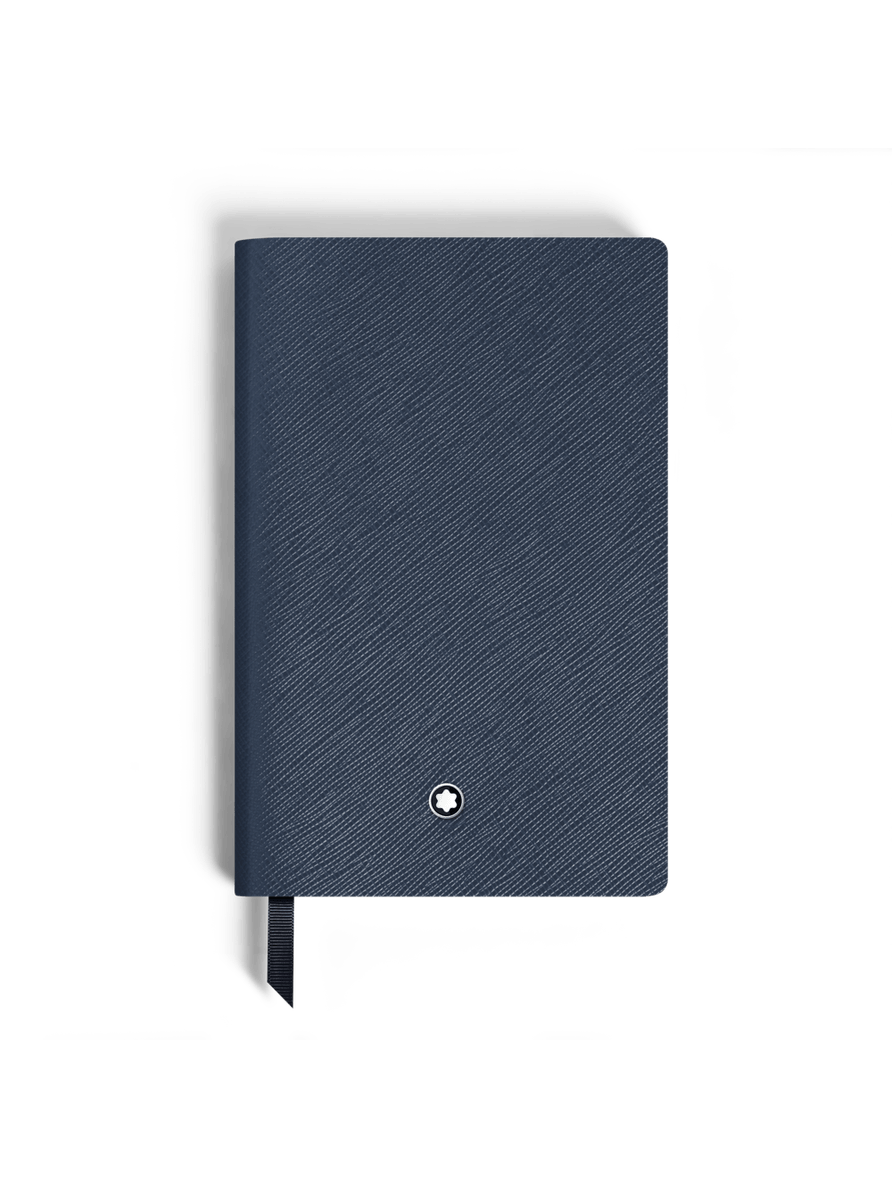 Cuaderno pequeño piel Saffiano azul con líneas
