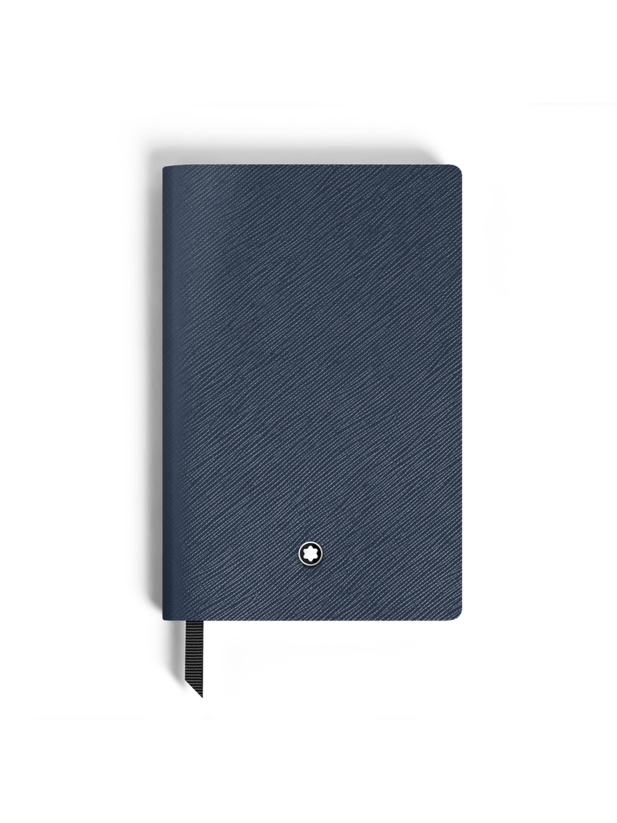 Cuaderno pequeño piel azul tinta hojas en blanco
