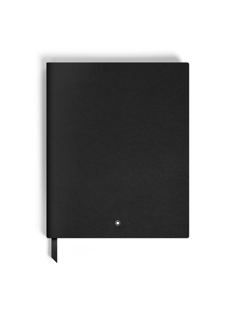 Cuaderno grande piel Saffiano negro con cuadrícula