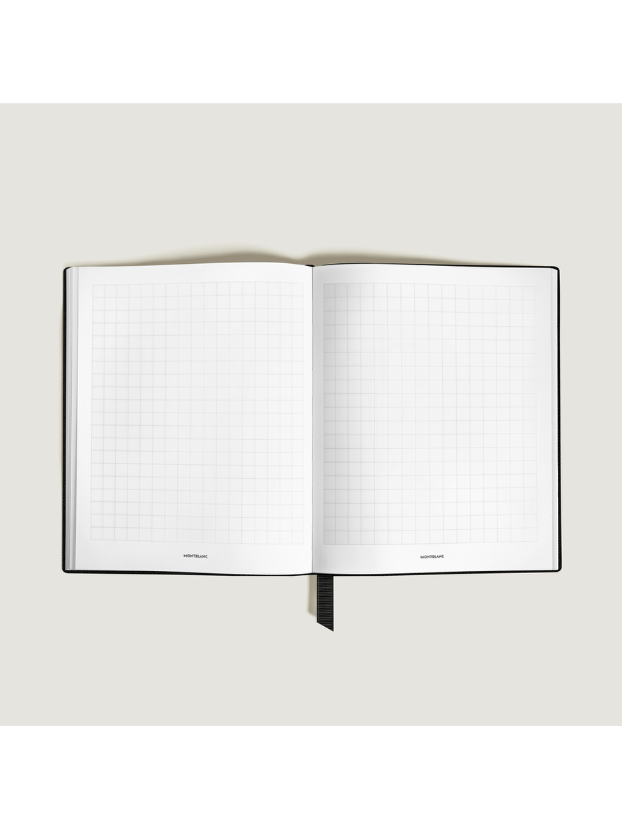 Cuaderno grande piel Saffiano negro con cuadrícula
