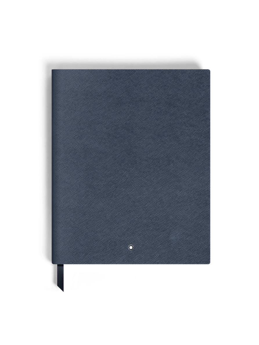 Cuaderno grande piel Saffiano azul con líneas