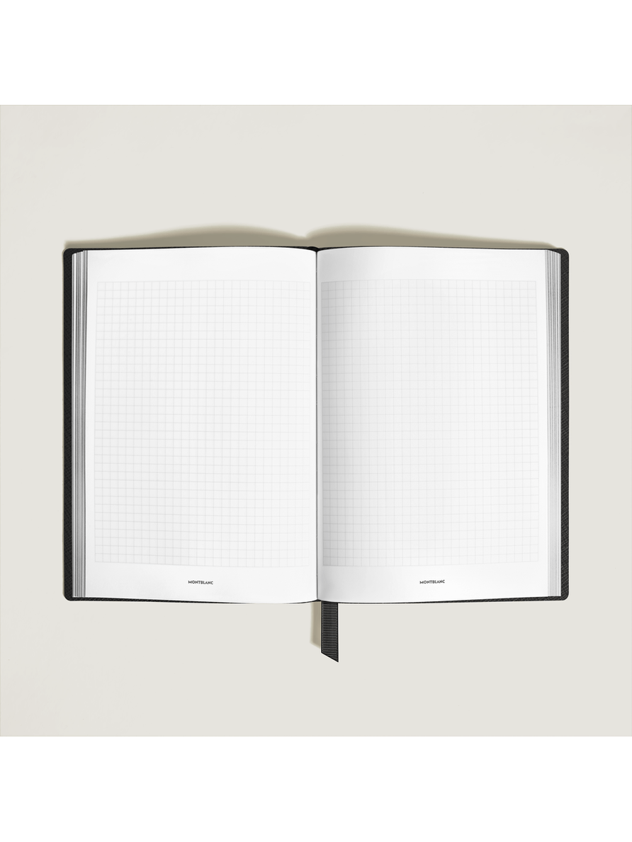 Cuaderno mediano piel Saffiano negro con cuadrícula