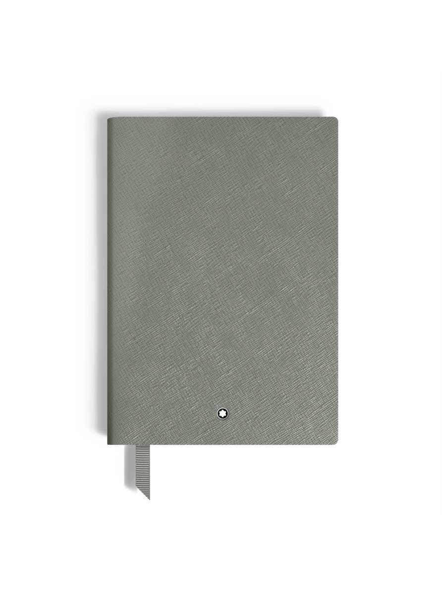 Cuaderno mediano piel Saffiano gris medio con líneas