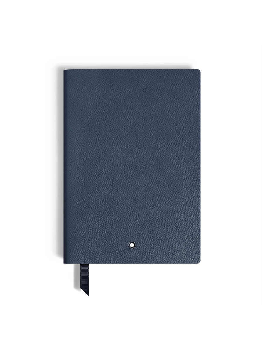Cuaderno mediano piel Saffiano azul con líneas