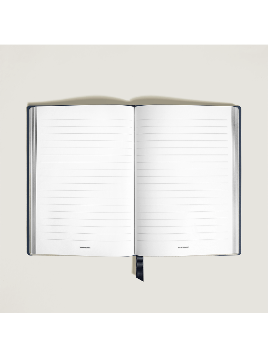 Cuaderno mediano piel Saffiano azul con líneas