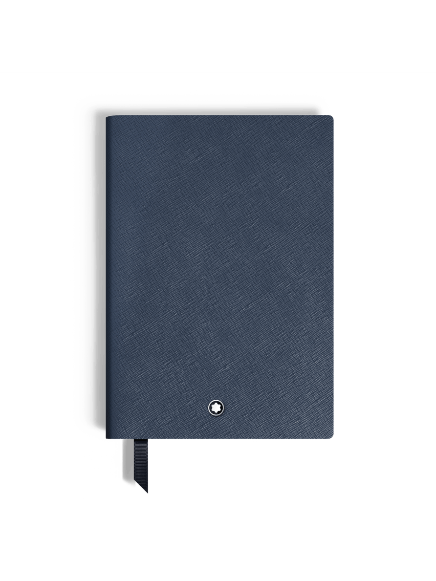 Cuaderno mediano piel azul tinta hojas en blanco