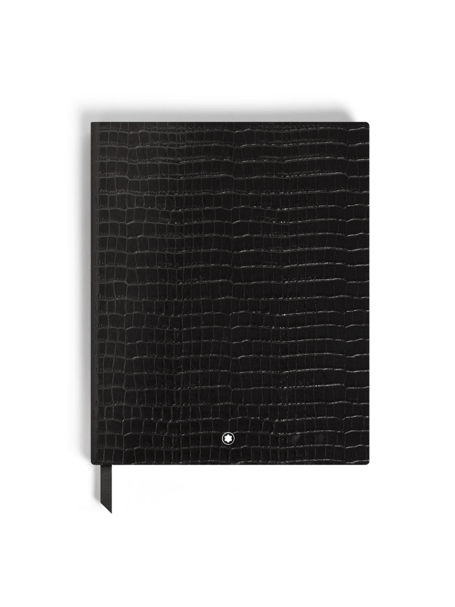 Cuaderno grande piel con grabado de cocodrilo negro con líneas