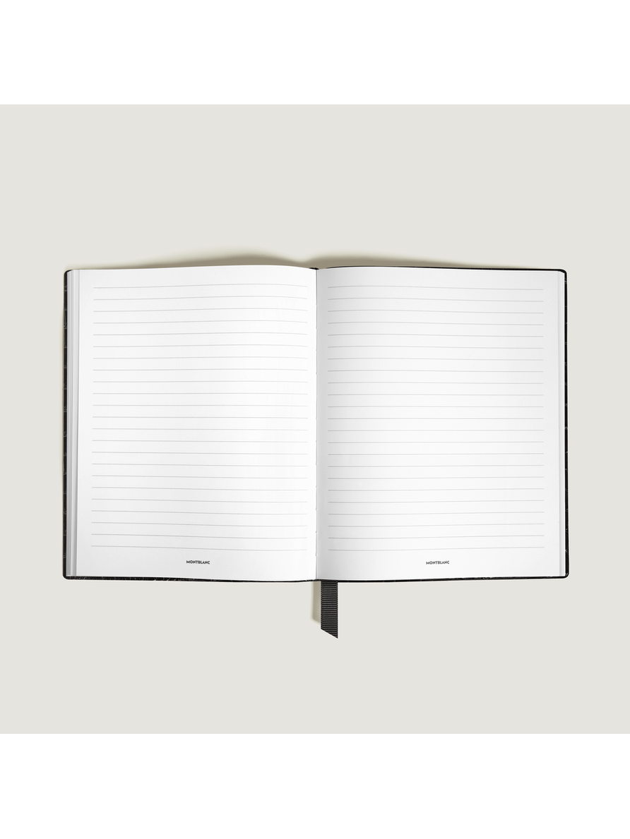 Cuaderno grande piel con grabado de cocodrilo negro con líneas