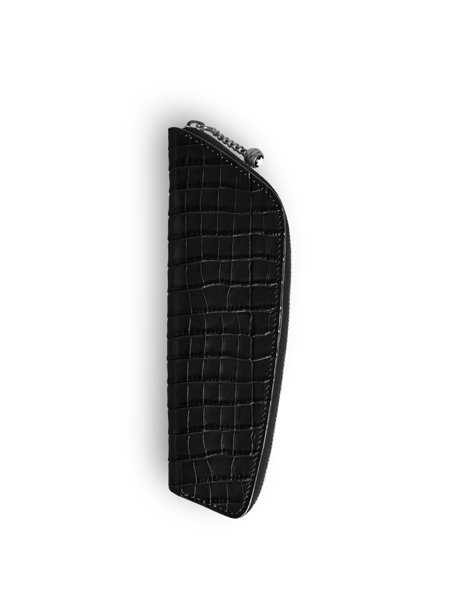 Estuche para 1 artículo de escritura piel con grabado cocodrilo