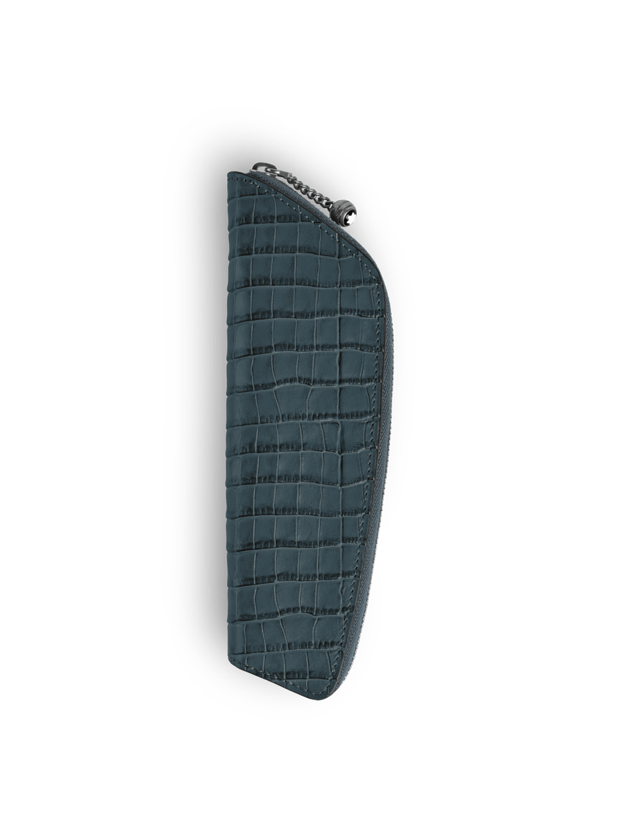 Estuche para 1 artículo de escritura piel con grabado cocodrilo