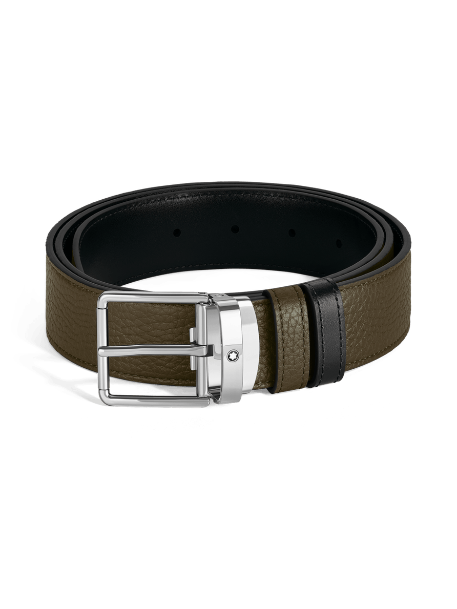 Cinturón reversible caqui/negro con hebilla everyday 35 mm