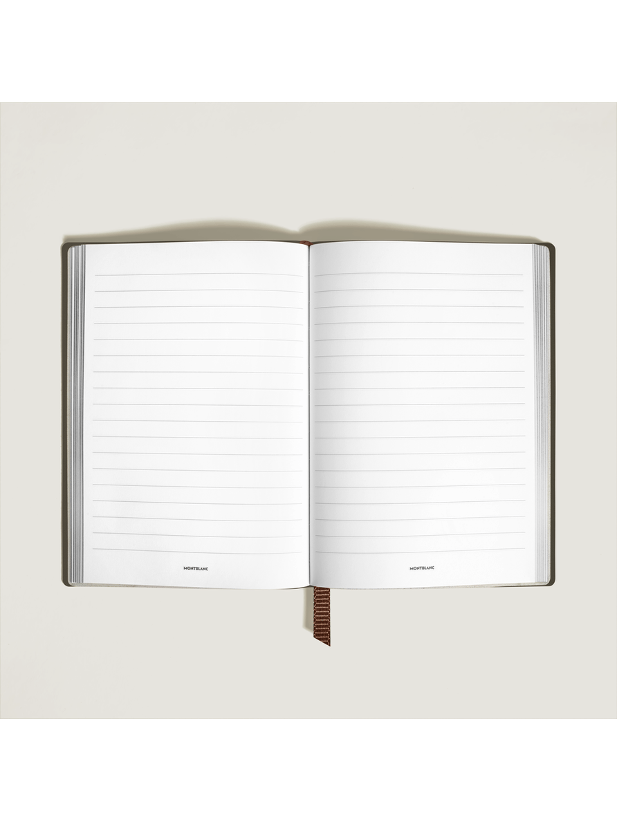 Cuaderno mediano piel con grabado avestruz caqui con líneas