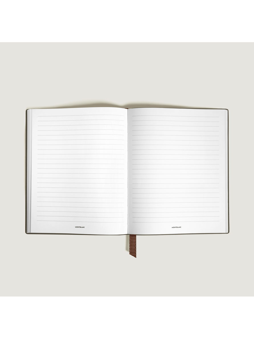 Cuaderno grande piel con grabado avestruz caqui con líneas