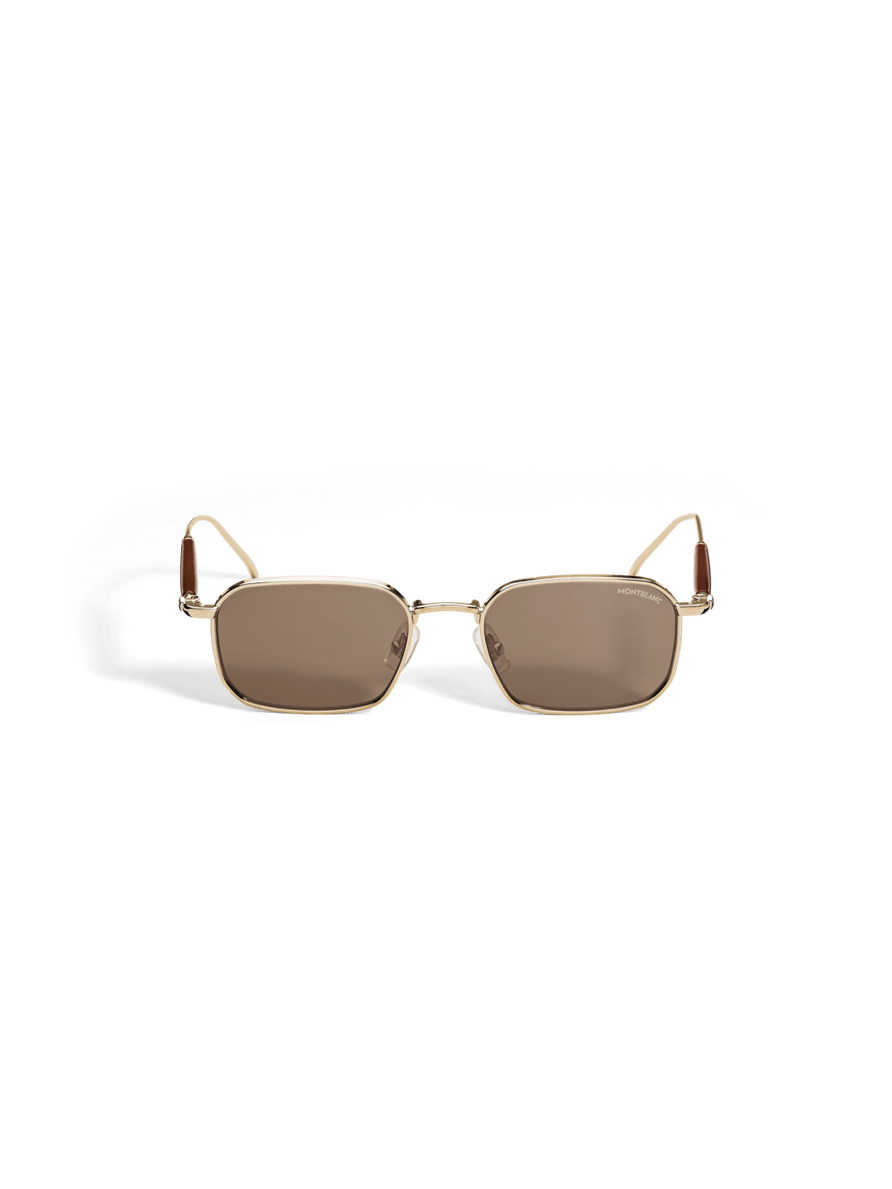 Lentes de sol rectangulares con montura metálica dorada