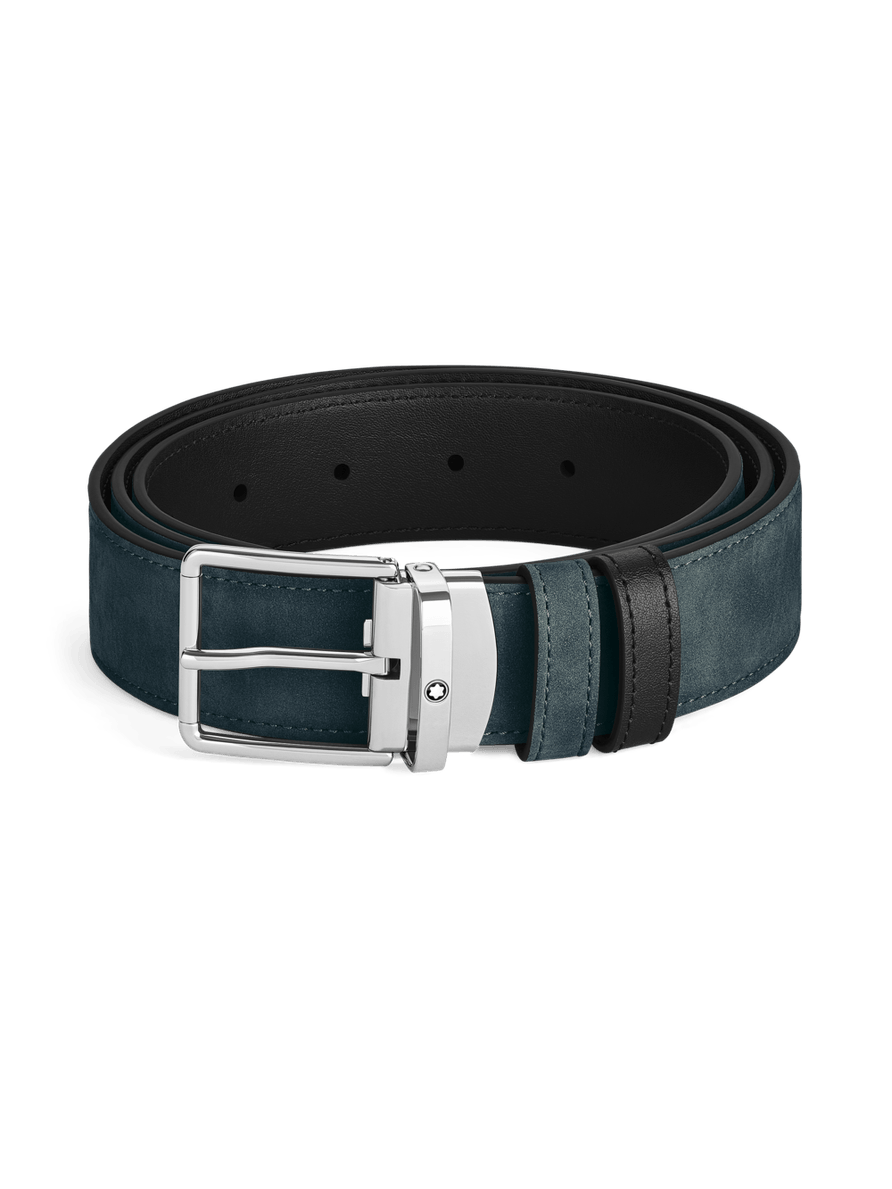 Cinturón reversible azul terciopelo/negro con hebilla everyday 35 mm
