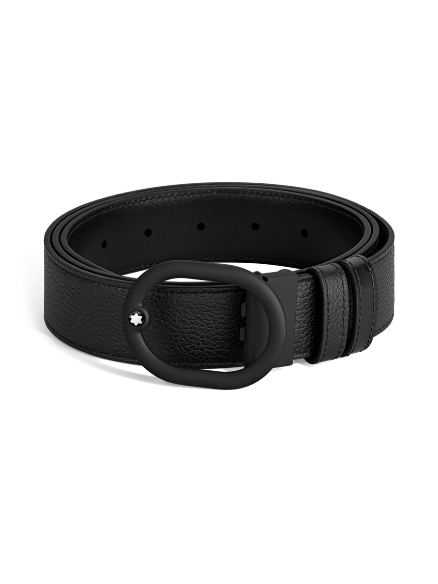 Cinturón reversible de piel negro con hebilla L'Ovale 35 mm