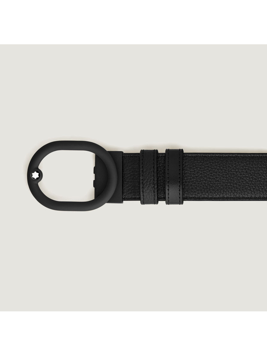 Cinturón reversible de piel negro con hebilla L'Ovale 35 mm