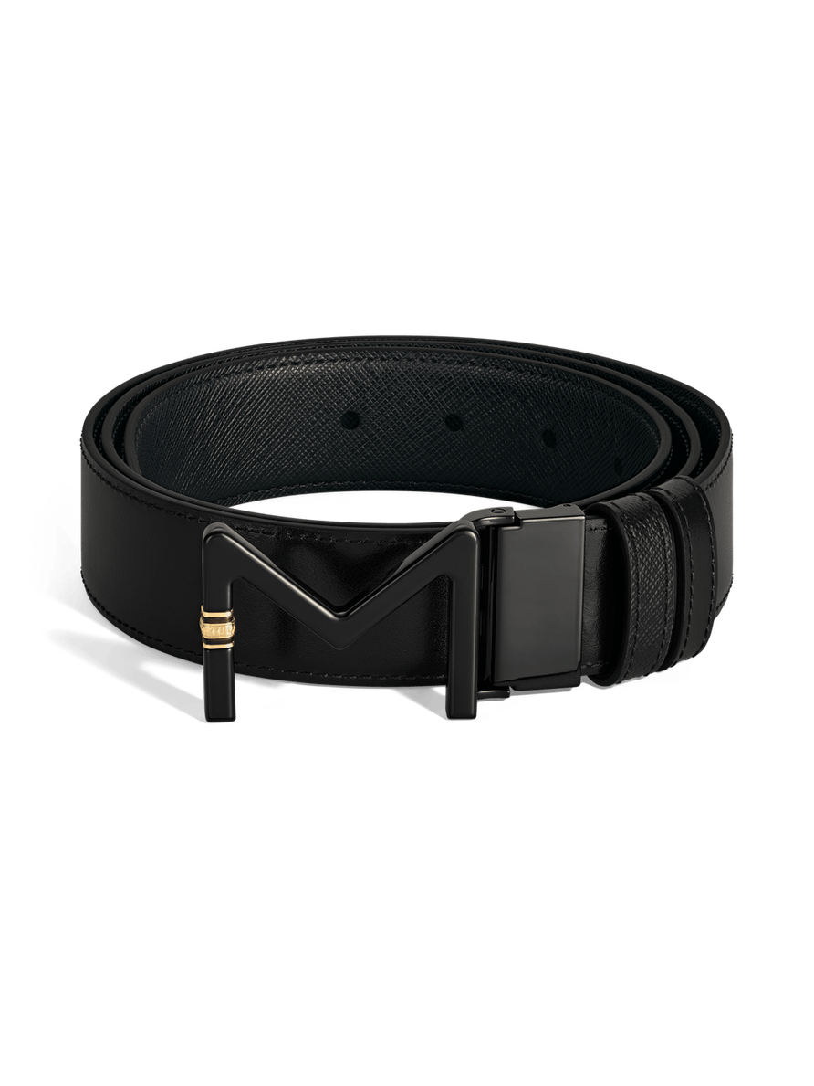 Cinturón reversible de piel negro con hebilla Meisterstück 35 mm