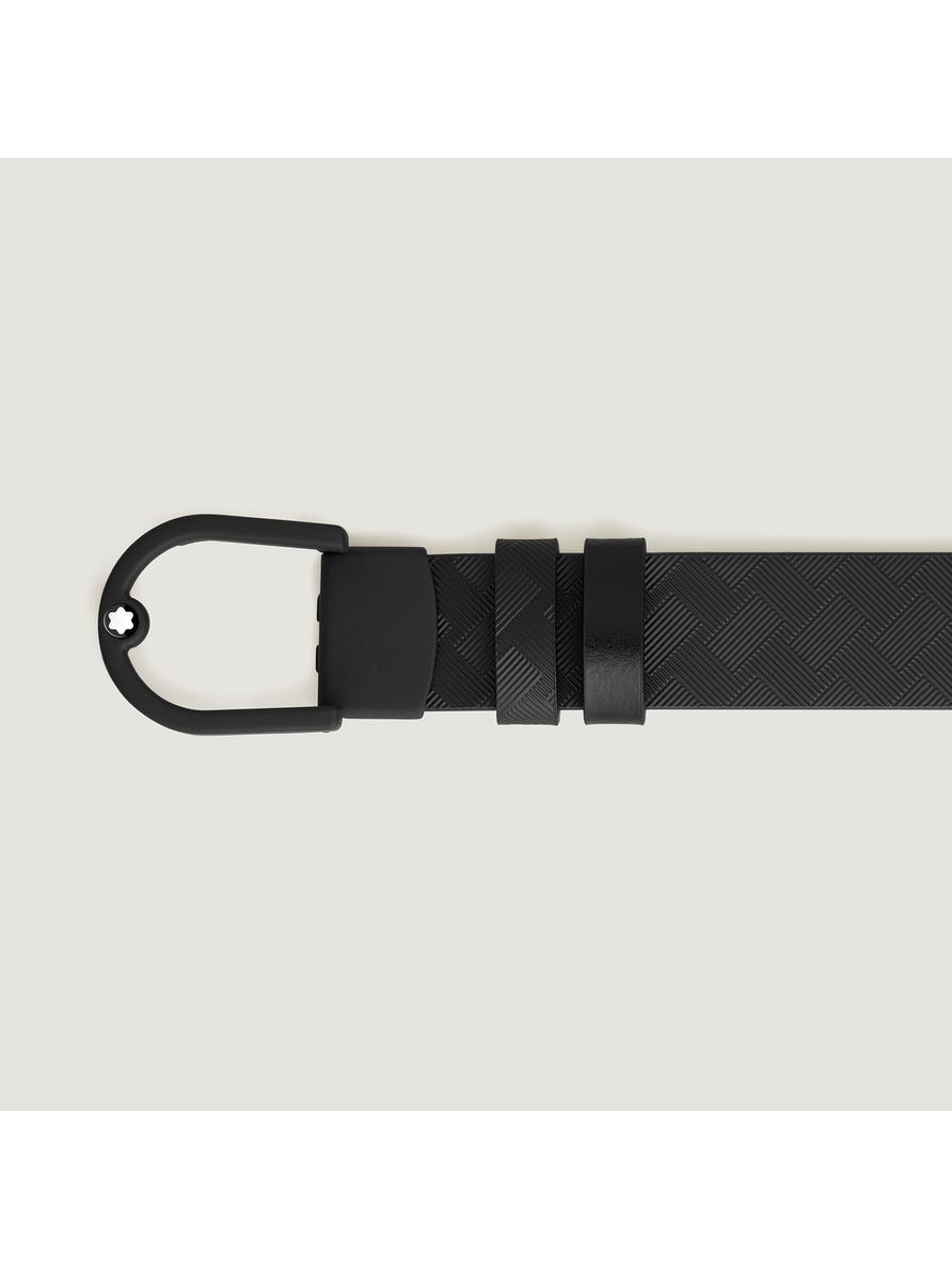 Cinturón reversible de piel negro con hebilla ligera en forma de herradura 30 mm