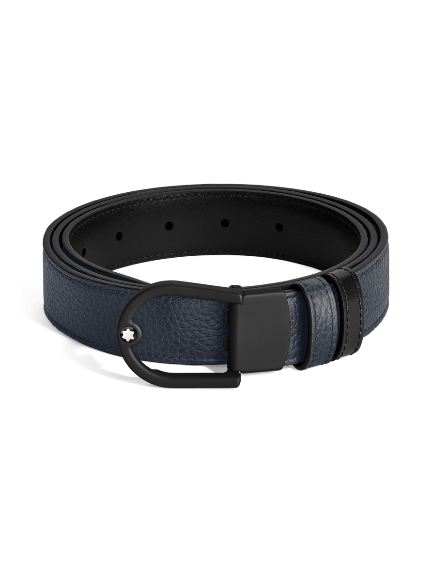 Cinturón reversible azul noche/negro con hebilla ligera en forma de herradura 30 mm