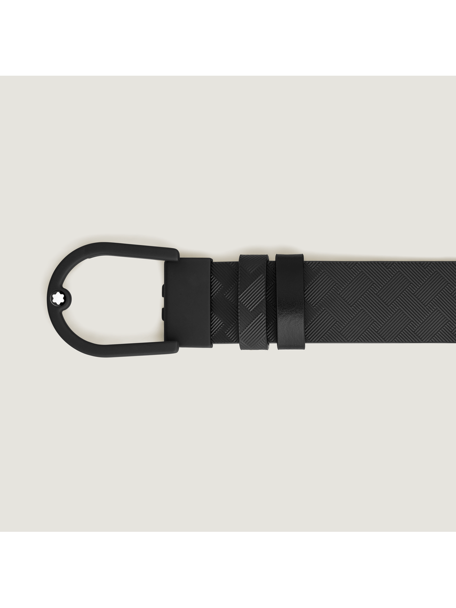 Cinturón reversible de piel negro con hebilla ligera en forma de herradura 35 mm