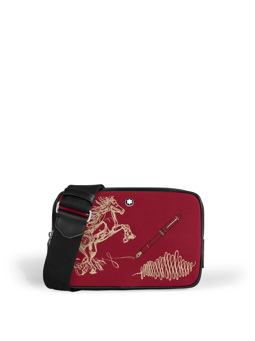 Mini crossbody  de gabardina bordada Año del Caballo