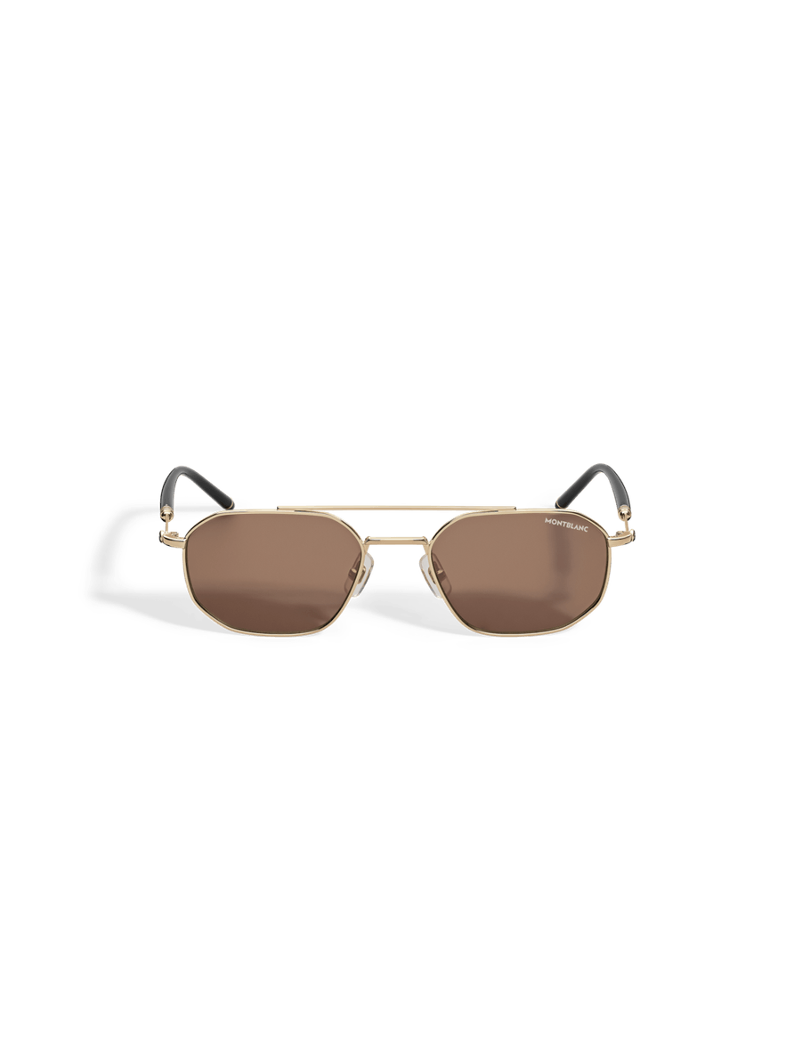 Lentes de sol cuadrados con montura metálica dorada