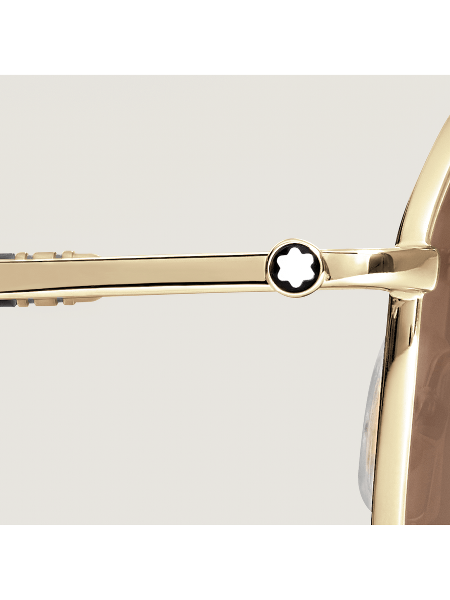 Lentes de sol cuadrados con montura metálica dorada